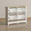 Armoire Borgomanero 4 Portes Chaussures Rangement Contemporain Chêne Blanc