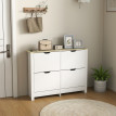 Armoire Borgomanero 4 Portes Chaussures Rangement Contemporain Chêne Blanc