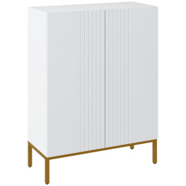 Meuble à Chaussures Lisabetta Art Déco Élégant Blanc Rangement 20 Paires