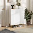 Meuble à Chaussures Lisabetta Art Déco Élégant Blanc Rangement 20 Paires