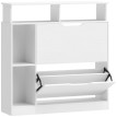 Meuble à Chaussures Brunnbach Rangement Entrée Minimaliste Blanc Effet Bois 89x25x92 cm