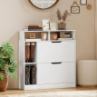 Meuble à Chaussures Brunnbach Rangement Entrée Minimaliste Blanc Effet Bois 89x25x92 cm