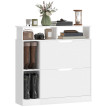 Meuble à Chaussures Brunnbach Rangement Entrée Minimaliste Blanc Effet Bois 89x25x92 cm