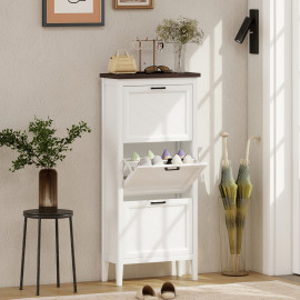 Meuble à Chaussures Delwyn Chic Classique Rangement Élégant Blanc