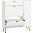 Meuble Ragnald Armoire Chaussures Design Blanc Métal Doré Rangement Élégant