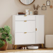 Meuble Ragnald Armoire Chaussures Design Blanc Métal Doré Rangement Élégant