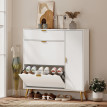 Meuble Ragnald Armoire Chaussures Design Blanc Métal Doré Rangement Élégant