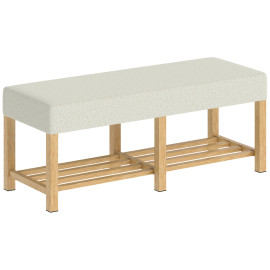 Banc à Chaussures Ingomar Rangement Confortable Design Scandinave Beige & Bois Naturel