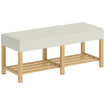 Banc à Chaussures Ingomar Rangement Confortable Design Scandinave Beige & Bois Naturel