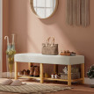 Banc à Chaussures Ingomar Rangement Confortable Design Scandinave Beige & Bois Naturel