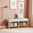 Banc à Chaussures Ingomar Rangement Confortable Design Scandinave Beige & Bois Naturel