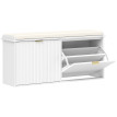 Banc Meuble Eladio Design 2 en 1 Rangement Chaussures Blanc Doré Chic Confortable