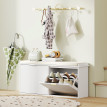 Banc Meuble Eladio Design 2 en 1 Rangement Chaussures Blanc Doré Chic Confortable