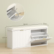 Banc Meuble Eladio Design 2 en 1 Rangement Chaussures Blanc Doré Chic Confortable