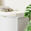 Banc Meuble Eladio Design 2 en 1 Rangement Chaussures Blanc Doré Chic Confortable