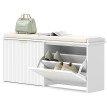 Banc Meuble Eladio Design 2 en 1 Rangement Chaussures Blanc Doré Chic Confortable