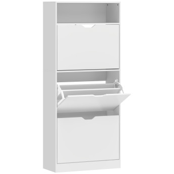 Meuble à Chaussures Siegmar Rangement Entrée Compact Aéré Blanc