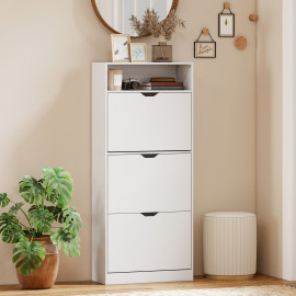 Meuble à Chaussures Siegmar Rangement Entrée Compact Aéré Blanc