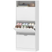 Meuble à Chaussures Siegmar Rangement Entrée Compact Aéré Blanc