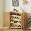 Meuble Chaussures Drifton Bambou Naturel Rangement Élégant 14 Paires 80 cm