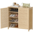 Meuble Chaussures Drifton Bambou Naturel Rangement Élégant 14 Paires 80 cm