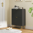 Meuble à Chaussures Waldrada Art Déco Luxe Noir Portes Dorées Rangement Élégant 12 Paires