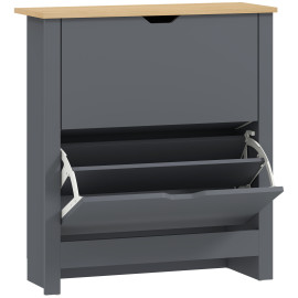 Armoire à Chaussures Dima Design Contemporain Rangement Entrée Blanc & Chêne 72x26x80 cm