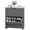 Armoire à Chaussures Dima Design Contemporain Rangement Entrée Blanc & Chêne 72x26x80 cm