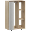 Armoire Penderie Waldwyn sur Roulettes 3 Compartiments Rideaux Naturel