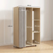 Armoire Penderie Waldwyn sur Roulettes 3 Compartiments Rideaux Naturel