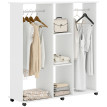 Armoire Bertrand Penderie Mobile 6 Roulettes Rangement Élégant Blanc 120x40x128cm