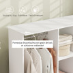 Armoire Bertrand Penderie Mobile 6 Roulettes Rangement Élégant Blanc 120x40x128cm