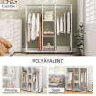 Armoire Bertrand Penderie Mobile 6 Roulettes Rangement Élégant Blanc 120x40x128cm