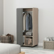 Armoire Penderie Notburga Mobile avec Rideau Anti-Poussière Gris Naturel