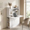 Bureau Urfemont pliable design rangement optimisé blanc compact 80 cm