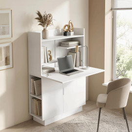 Bureau Urfemont pliable design rangement optimisé blanc compact 80 cm