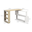 Bureau Bienvenido Modulable 3 Étagères Rangement Blanc Bois Naturel 360°