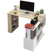 Bureau Bienvenido Modulable 3 Étagères Rangement Blanc Bois Naturel 360°