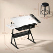 Table à dessin Osorio réglable en hauteur et inclinaison avec tabouret noir blanc