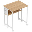 Bureau Fréneval Pliable Mobile Gain de Place Blanc Effet Bois Naturel 63x50cm