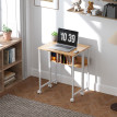 Bureau Fréneval Pliable Mobile Gain de Place Blanc Effet Bois Naturel 63x50cm