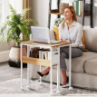 Bureau Fréneval Pliable Mobile Gain de Place Blanc Effet Bois Naturel 63x50cm