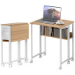 Bureau Fréneval Pliable Mobile Gain de Place Blanc Effet Bois Naturel 63x50cm