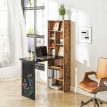 Bureau Roasio Pliable Mural avec Tableau Craie et Étagères Noir Effet Bois