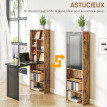 Bureau Roasio Pliable Mural avec Tableau Craie et Étagères Noir Effet Bois