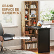 Bureau Roasio Pliable Mural avec Tableau Craie et Étagères Noir Effet Bois