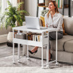 Bureau Morwyn Pliable à Roulettes Blanc Gain de Place Mobile Compact