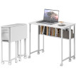 Bureau Morwyn Pliable à Roulettes Blanc Gain de Place Mobile Compact