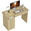 Bureau Dorno Informatique 5 Tiroirs Verrouillable Style Chêne Naturel Élégante