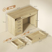 Bureau Dorno Informatique 5 Tiroirs Verrouillable Style Chêne Naturel Élégante